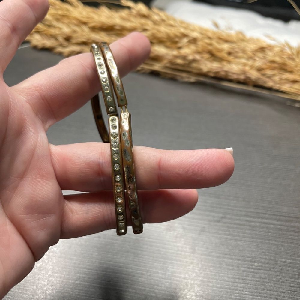 Neiman Marcus Vintage Gold Tone Stretch Bracelets w/ CZ Detailing - OS - Picture 5 of 5